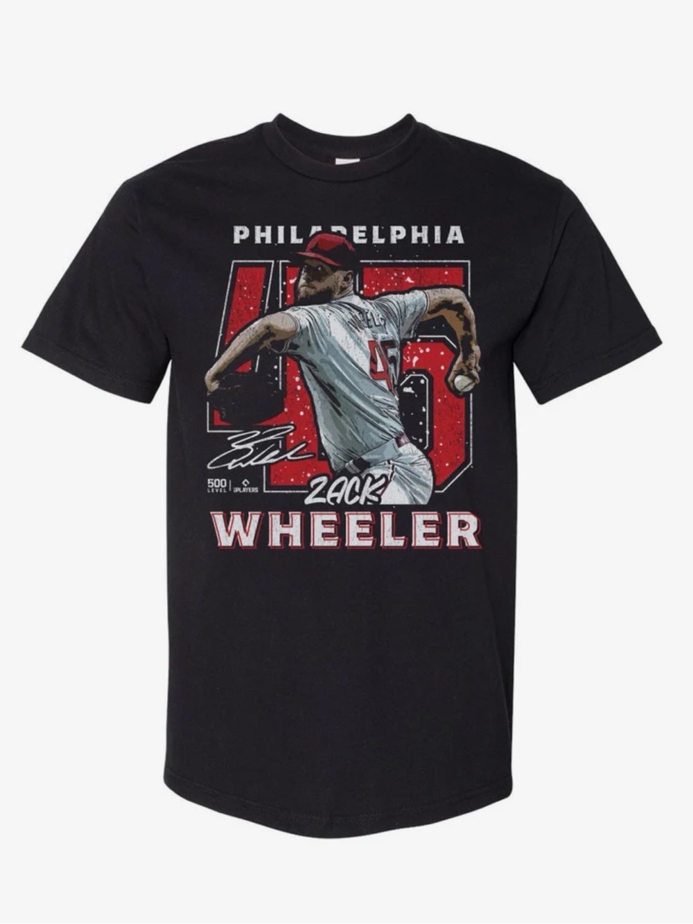 Zack Wheeler Philadelphia Phillies #45 Black Graphic Tee